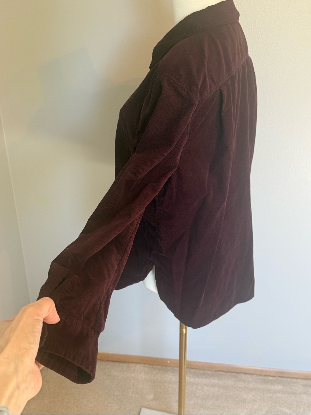 LOFT Deep Plum Corduroy Button Down Shirt 100% Cotton Size Medium - Picture 3 of 8